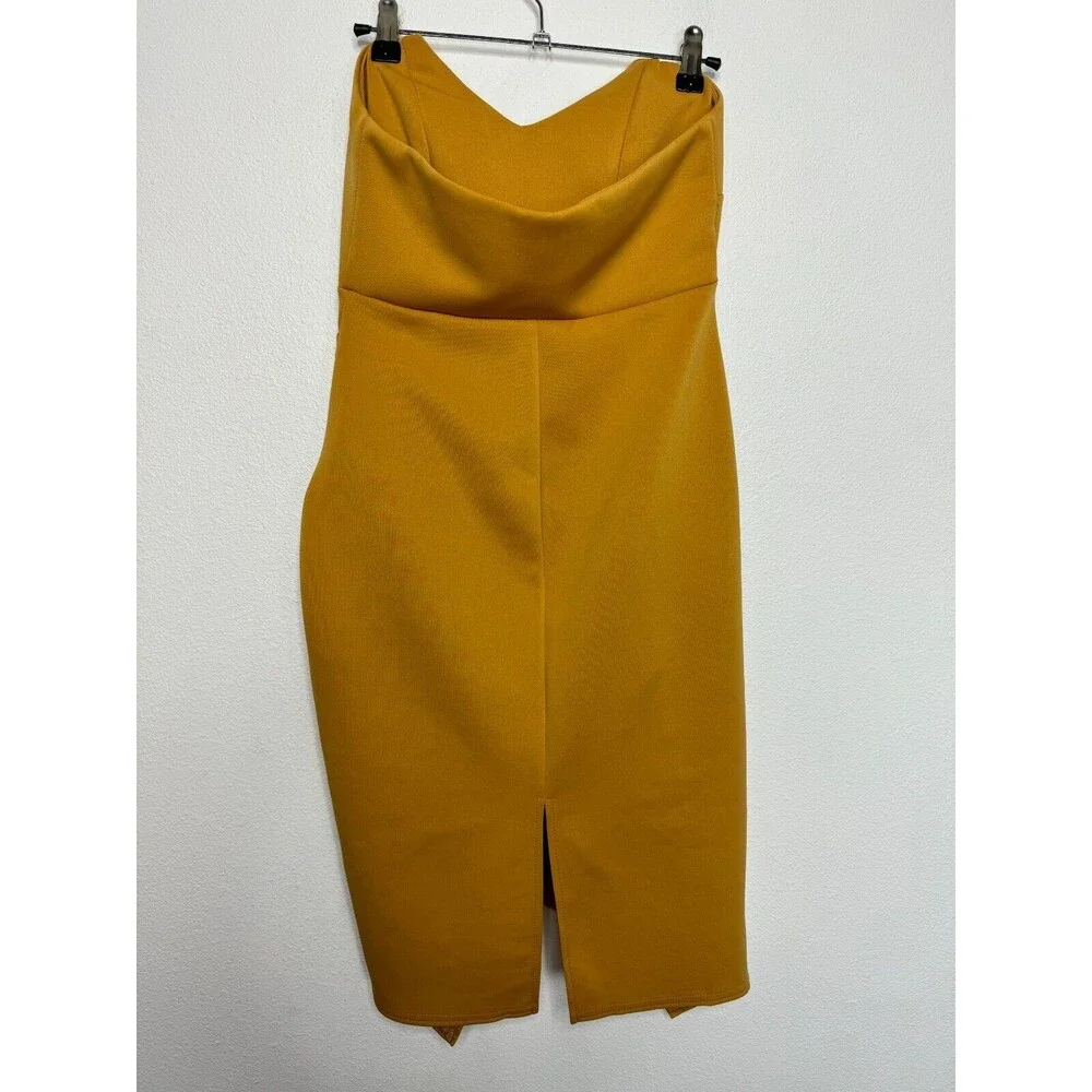 ASOS Design Bandeau Wrap Tuck Midi Slip Dress Sz 6 Tan Swearheart Neck Stretch